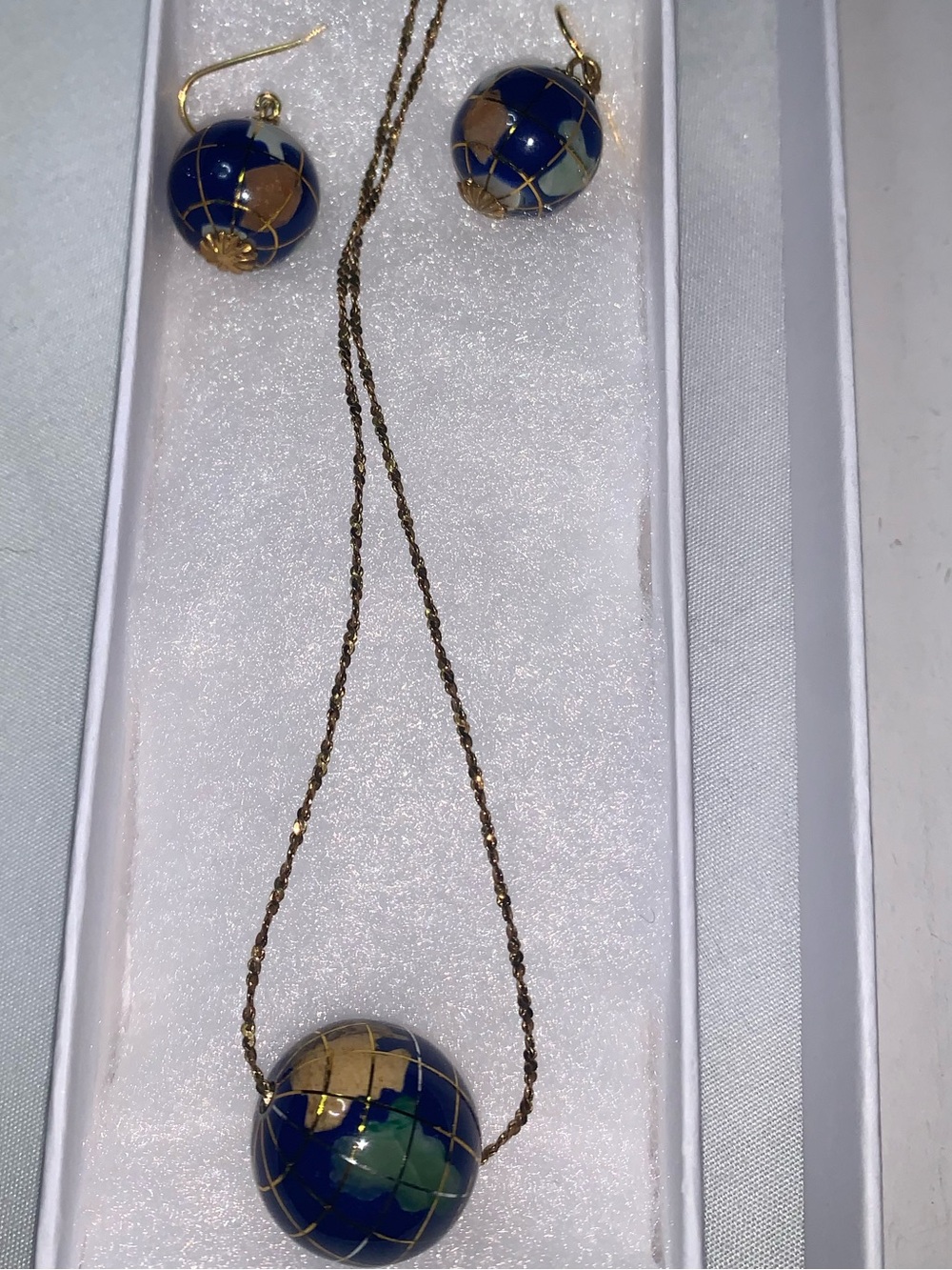 Vintage Italian Gold Vermeil Lapis Lazuli Gemstone Inlay World Globe Set- 925